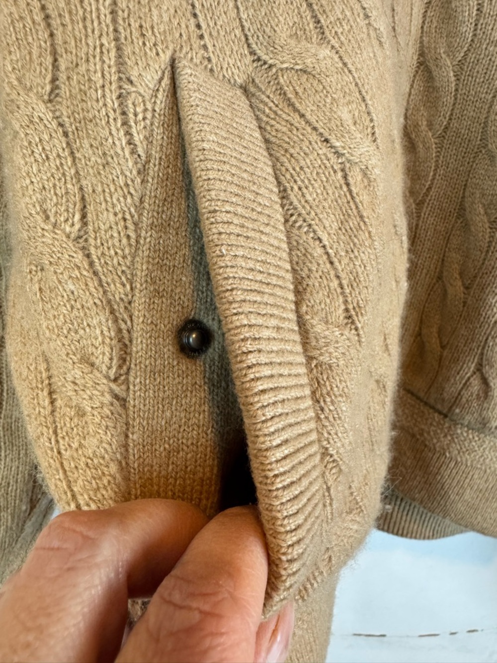Polo Ralph Lauren | Tan Cable Knit Bomber Cardigan Jacket, S NWT - Picture 10 of 13